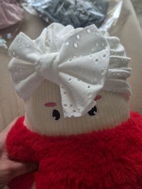 White Eyelet Bow Headwrap for Babies - Charming Accessory